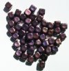 50 8mm Diagonal Hole Metallic Purple Cube Beads
